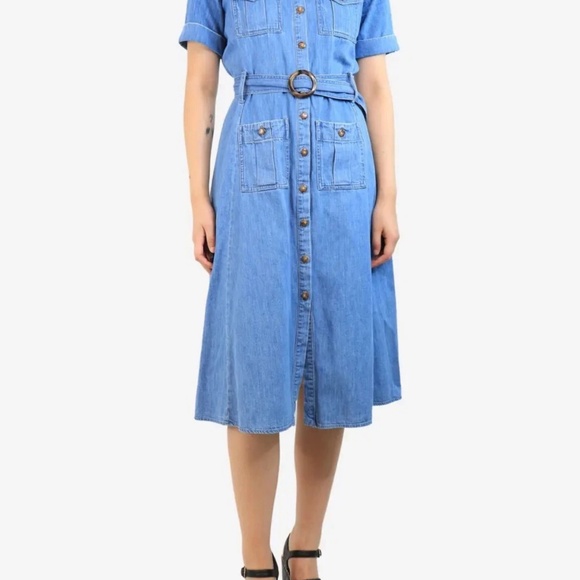 Sézane blue denim Raquel Short Sleeve dress - Picture 2 of 5